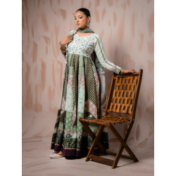 Sage Green Heritage Premium Lawn 3 Piece Frock Set
