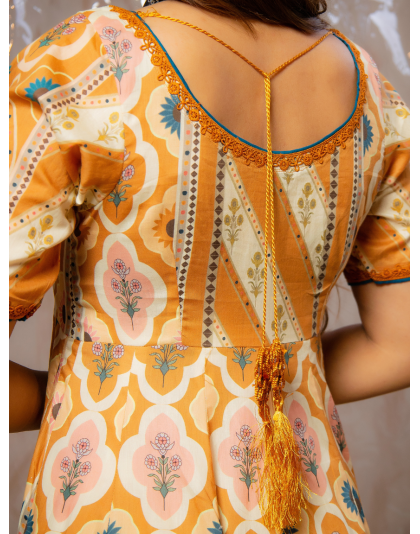 Mustard Heritage Premium Lawn 3 Piece Frock Set