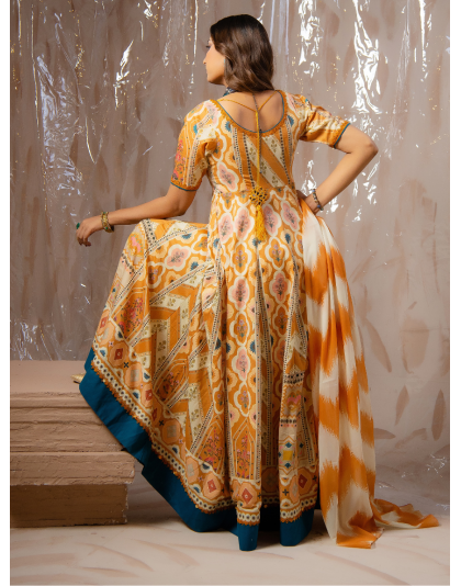 Mustard Heritage Premium Lawn 3 Piece Frock Set