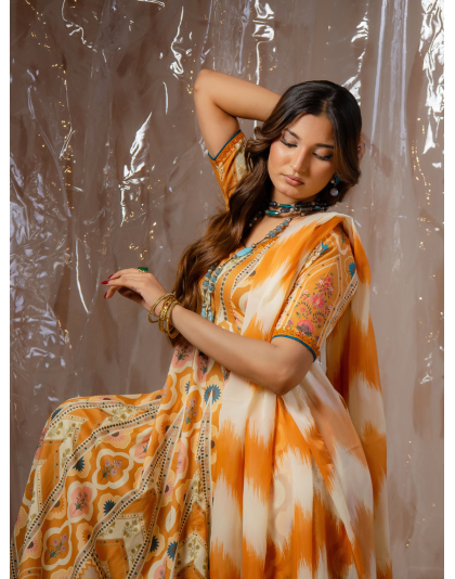 Mustard Heritage Premium Lawn 3 Piece Frock Set