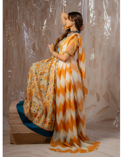 Mustard Heritage Premium Lawn 3 Piece Frock Set