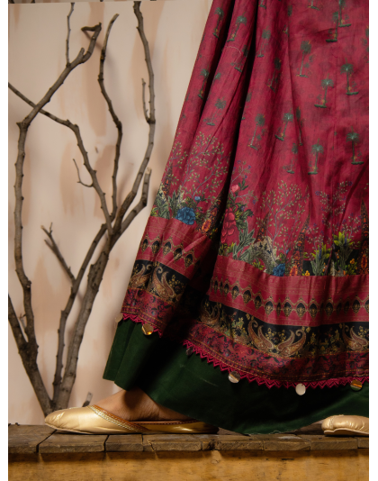 Mahroon Heritage Premium Lawn 3 Piece Frock Set