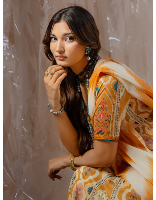 Mustard Heritage Premium Lawn 3 Piece Frock Set