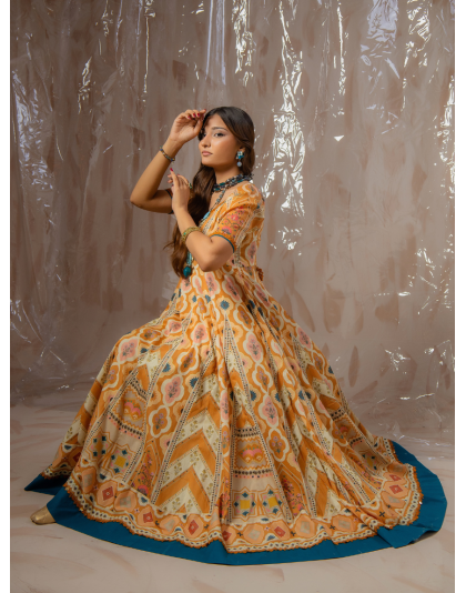Mustard Heritage Premium Lawn 3 Piece Frock Set