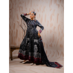 Black Heritage Premium Lawn 3 Piece Frock Set