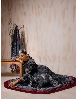 Black Heritage Premium Lawn 3 Piece Frock Set
